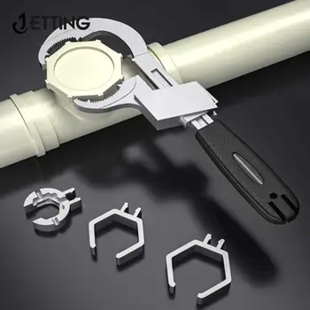 Универсальный регулируемый двуглавый гаечный ключ Многофункциональный гаечный ключ для ванны Из алюминиевого сплава с открытым концом Ручной инструмент для ремонта ванной комнаты