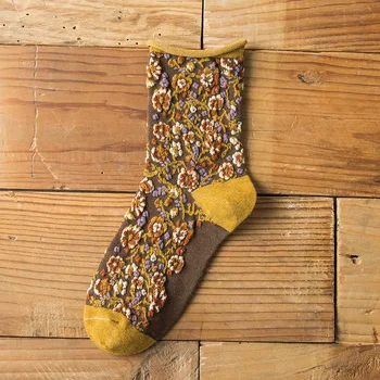 1 шт. Качественных красочных женских хлопчатобумажных носков на весну-осень, Счастливые подарки в стиле Харадзюку, Милые женские повседневные носки Crew Sox Lolit Flowe