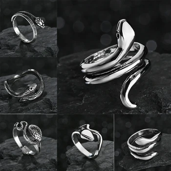 6 Стильных серебряных колец в виде змей с рисунком рептилий для мужчин и женщин, модные украшения, подарки на свадьбу в стиле панк, открытие