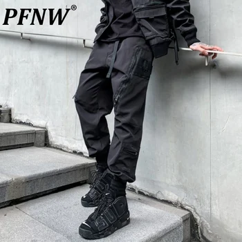 PFNW Осенне весенний новый комбинезон Мужская мода Свободные повседневные Популярные молодежные брюки карандаш Темные брюки в стиле сафари 12A5584