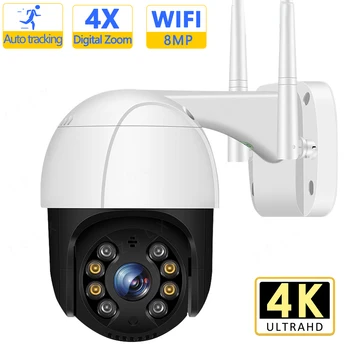 8MP 4K IP-камера H.265 3MP HD CCTV Видеонаблюдение Автоматическое Отслеживание 1080P WiFi Беспроводная Камера Безопасности PTZ 360 ° Просмотр Onvif iCSee