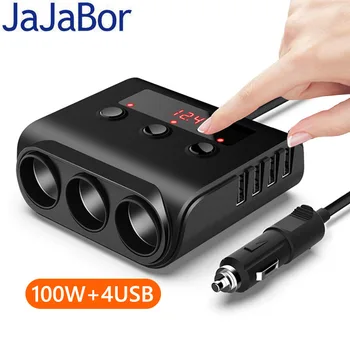 Автомобильное зарядное устройство JaJaBor Автомобильный прикуриватель 3 порта 100 Вт 3.1A 4 порта USB Быстрая зарядка Независимый переключатель Адаптер питания