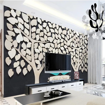 beibehang Пользовательские фото настенные фрески наклейки большое дерево птица 3D стерео ТВ фон стены papel de parede обои для стен 3 d
