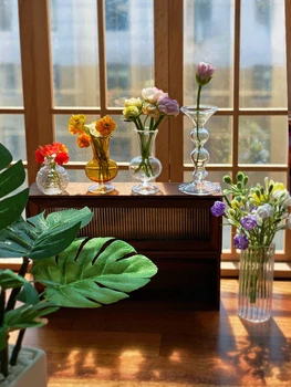 Мини-глиняная ваза Кукольный дом 12-минутная миниатюра 6-минутная модель Ob11 Украшения из прозрачного стекла, вазы BJD, не содержат цветов