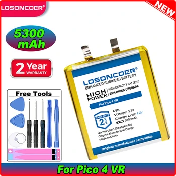 Долговечный аккумулятор LOSONCOER емкостью 5300 мАч для Pico 4 VR Pico4 Cells Battery