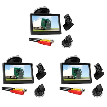 3 комплекта 5-дюймовых 800X480 TFT LCD HD-мониторов с двойным монтажным кронштейном для камеры резервного копирования автомобиля/ заднего вида/ DVD