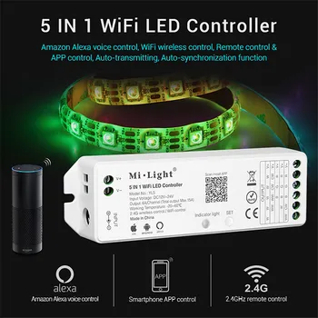 Mi.Light 5 В 1 WL5 WiFi Светодиодный контроллер MiBoxer Беспроводной контроллер полосы Wi-Fi Поддержка телефонного приложения Alexa Голосовое Управление