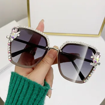 Mosengkw Женские Винтажные Солнцезащитные очки класса люкс с кристаллами ручной работы из алмазного сплава UV400