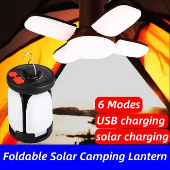 Солнечный светодиодный фонарь для кемпинга, USB Перезаряжаемый ночник, Наружная Подвесная лампа для палатки, аварийное освещение, Портативный прожектор, лампа-фонарь