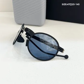 2023 Новые Ретро Женские круглые прозрачные очки, мужские брендовые дизайнерские складные солнцезащитные очки UV400, Бесплатная доставка с коробкой