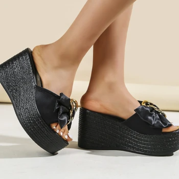 Женская обувь в продаже 2023, Высококачественные базовые женские тапочки, Летние повседневные тапочки, женские тапочки с галстуком-бабочкой,