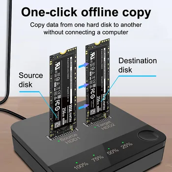 Корпус SSD с двумя отсеками USB 3.1 Type C - M.2 SATA, внешний копировальный аппарат для жесткого диска, док-станция для жесткого диска M2 HDD, устройство чтения SSD-дисков