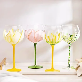 креативный винтажный хрустальный бокал для вина ручной росписи объемом 440 мл