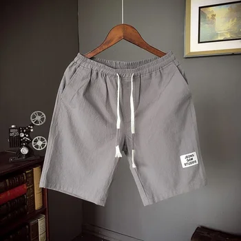 Мужские свободные повседневные хлопчатобумажные льняные шорты Мужские большие летние брюки Брюки для спортзала в тонком стиле Y2k Мужские шорты