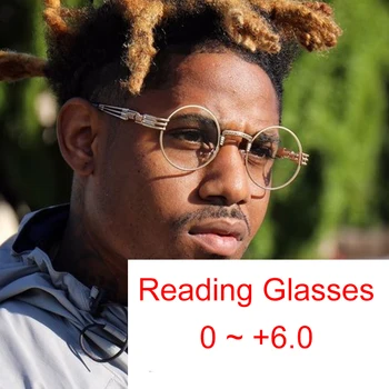 Винтажные Очки для чтения в круглой оправе в стиле стимпанк, Мужские Классические Брендовые Дизайнерские очки с синим светом, Увеличивающие очки + 1,5 + 2,0