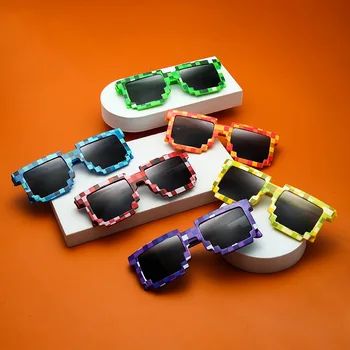 Модный дизайн, Забавные Мозаичные Солнцезащитные очки Thug Life, Солнцезащитные Очки Pixel Black, Очки Робота-геймера, Подарки для косплея на День рождения