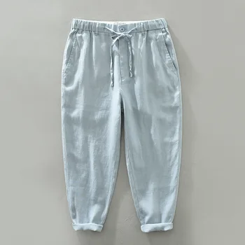 Сезон: весна-лето, новые мужские брюки из чистого льна, дышащие, крутые повседневные брюки GC-1632