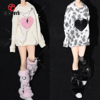 Женская одежда для кукол в масштабе 1/6, толстовка с капюшоном, белый, черный повседневный свободный топ, облегающая 12-дюймовая фигурка, модель тела