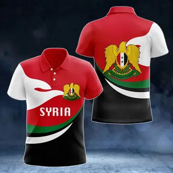 Флаг Сирии и герб, рубашка Поло на заказ, Летняя Повседневная Уличная одежда, Мужская мода, Свободный Трикотаж, Спортивная одежда больших размеров.
