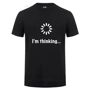 Я думаю о том, чтобы загрузить футболку компьютерного программиста-гика, забавные подарки на день рождения, идея для мужчин, мужская новинка, саркастическая хлопковая футболка