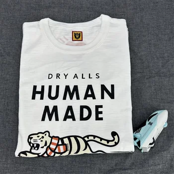 Высококачественная японская мужская и женская футболка с короткими рукавами 1: 1, изготовленная человеком, Свободный повседневный летний топ с мультяшным принтом тигра