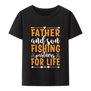 Отец и Сын, Партнеры по Рыбалке на всю жизнь, Футболка с Модальным Принтом, Мужская Уличная Модная рубашка с коротким рукавом, Новинка, Повседневная Y2k Camisetas