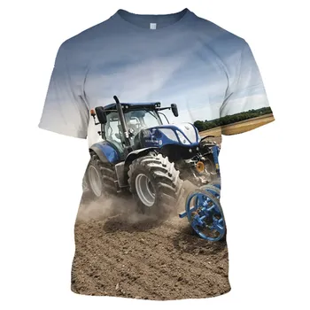 Классическая Мужская футболка Для Сельскохозяйственного автомобиля Harvester С 3D Принтом, Короткий Рукав, Высококачественная Модная Уличная Рубашка С Круглым воротником Большого Размера