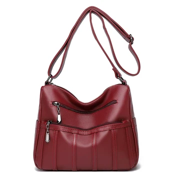 Модные женские сумки-портмоне из натуральной брендовой кожи 2023 года, роскошная дизайнерская женская сумка через плечо из мягкой кожи, вместительная повседневная сумка через плечо